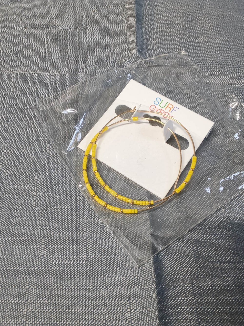 Yellow Beaded Hoop Earrings